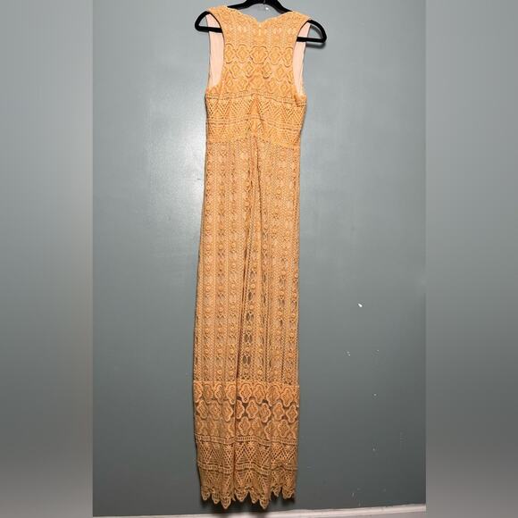 Anthropologie KOROVILAS Calantha Crochet Maxi Dress Peach Women’s Size M - Picture 3 of 11